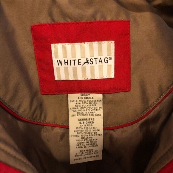 New; 
Output: WHITE STAG Womens Small Jubilee Red Quilted Jacket - New - Picture 3 of 3